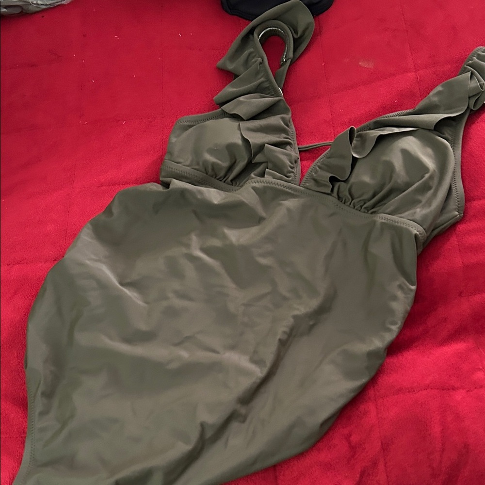 Olive Green One-Piece Swimsuit